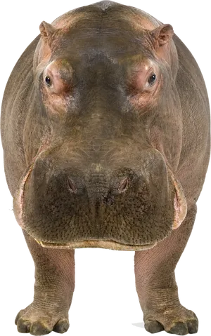 Frontal Hippo Standing Transparent Background PNG