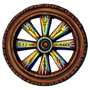 Frontier Wagon Wheel Outline PNG Hms
