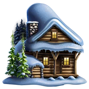 Frosty Cozy Cabin PNG Frf
