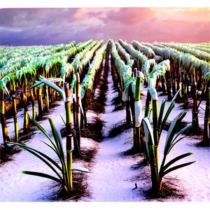 Frosty Sugarcane Field Morning PNG 06262024 PNG