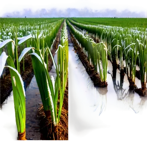 Frosty Sugarcane Field Morning PNG Ahw PNG
