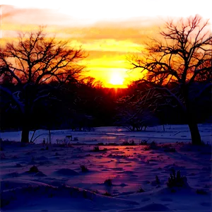 Frosty Winter Sunset PNG Uhy