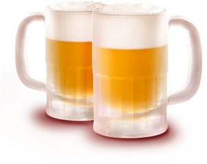 Frothy Beer Mugs Celebration PNG image