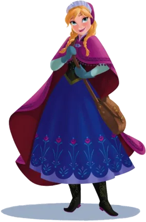 Frozen Anna Smilingin Winter Outfit PNG image