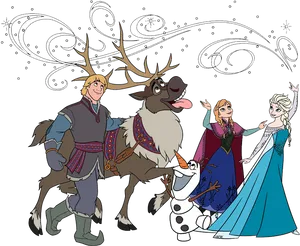 Frozen Characters Group Illustration PNG image