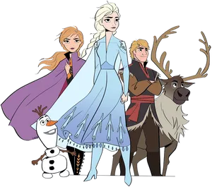Frozen Characters Group Illustration PNG