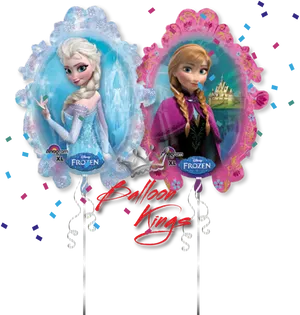 Frozen Elsaand Anna Balloon Designs PNG