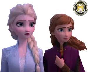Frozen Elsaand Anna Sisters Concern PNG