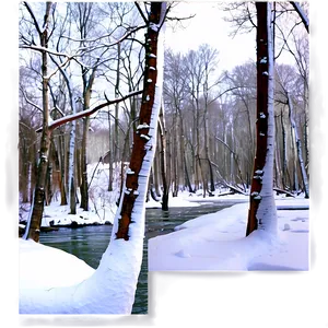 Frozen Forest River PNG Fil PNG