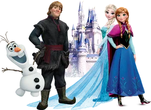 Frozen Main Characters Castle Backdrop PNG image