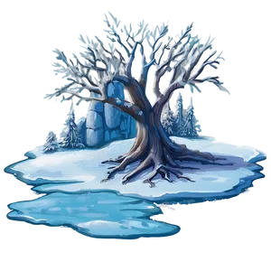 Frozen Winter Landscape PNG 06272024
