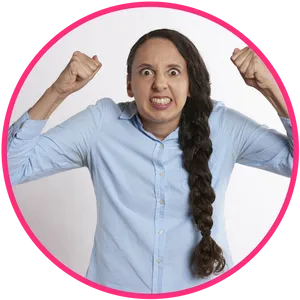 Frustrated Woman Clenching Fists PNG image