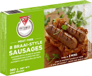 Frys Meat Free Braai Style Sausages Packaging PNG image