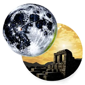 Full Moon Ancient Ruins PNG Bwa