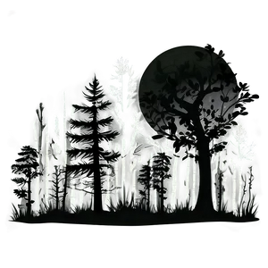 Full Moon Forest Silhouette PNG 06262024 PNG