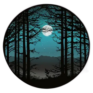 Full Moon Forest Silhouette PNG 22 PNG