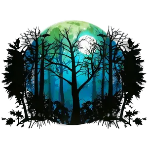 Full Moon Forest Silhouette PNG Hbu PNG