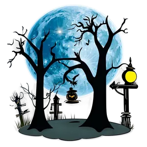 Full Moon Halloween Cartoon Png Xkt PNG image