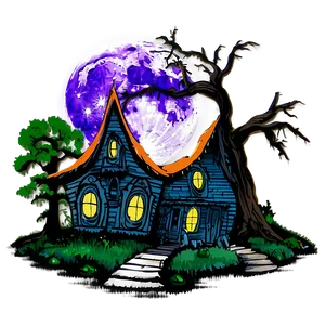 Full Moon Haunted House PNG 94