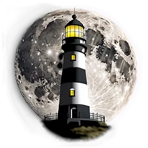 Full Moon Lighthouse Beam PNG 05242024