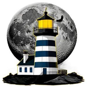Full Moon Lighthouse Beam PNG Uxu PNG
