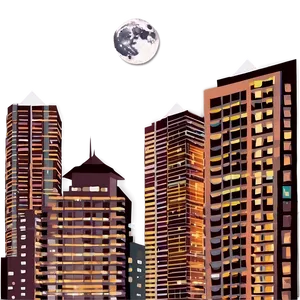 Full Moon Over Cityscape PNG 1