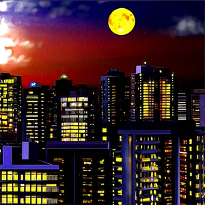 Full Moon Over Cityscape PNG 51