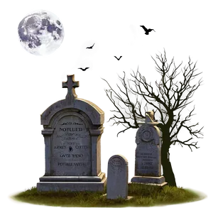 Full Moon Over Graveyard PNG 05242024