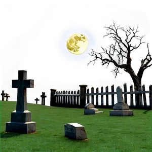 Full Moon Over Graveyard PNG Uww1
