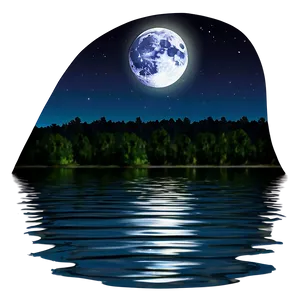 Full Moon Over Water Photo PNG Xpd52