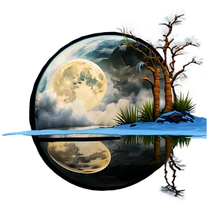 Full Moon Reflection Lake Png Kbo38 PNG image