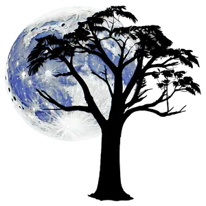 Full Moon Silhouette Trees PNG 05242024