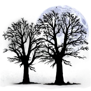 Full Moon Silhouette Trees PNG 05242024