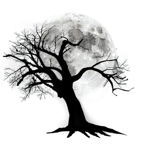 Full Moon Silhouette Trees PNG Mpc