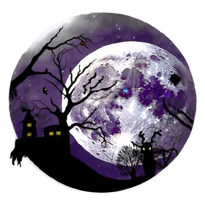 Full Moon Spooky Night PNG 36