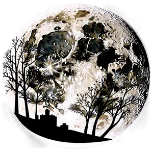 Full Moon Urban Silhouette PNG 24