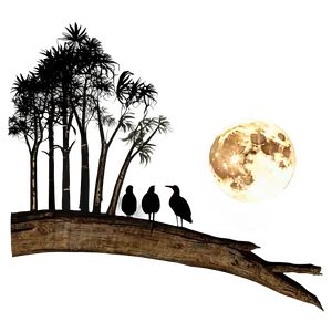Full Moon Wildlife Scene PNG Bqq PNG