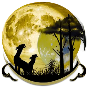 Full Moon Wildlife Scene PNG Rir PNG