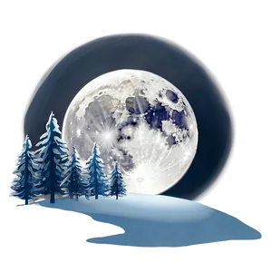Full Moon Winter Night PNG 16