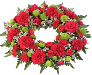 Funeral Floral Wreath Red Green PNG image