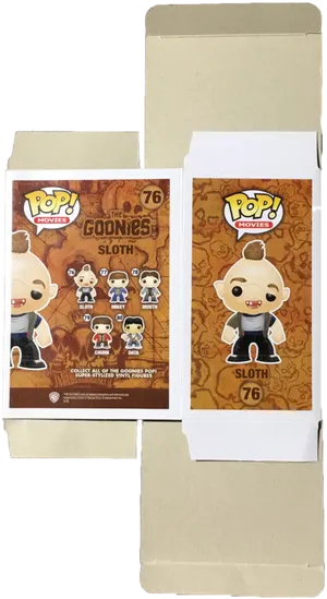 Funko Pop Sloth Goonies Figure Packaging PNG image