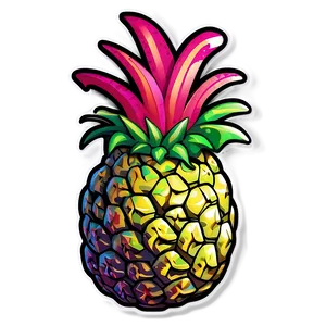 Funky Pineapple Sticker Png 05252024 PNG image