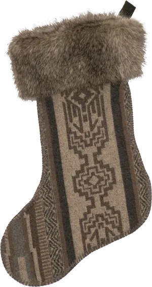 Fur Trimmed Christmas Stocking PNG