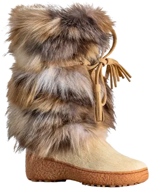 Furry Winter Boot Suede Tassels PNG image