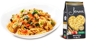 Fusilli Pasta Vegetable Stir Fryand Packaging