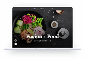 Fusion Food Restaurant Website Mockup PNG image