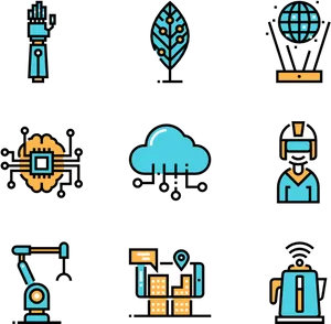 Future Technology Icons Set PNG image