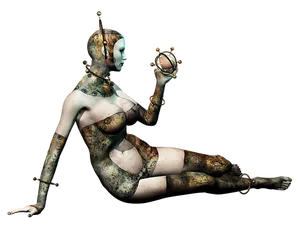 Futuristic Android Woman Pose