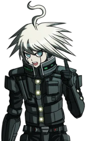 Futuristic Anime Boywith White Hair PNG image