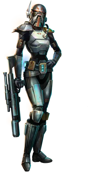 Futuristic Armored Hunter PNG image